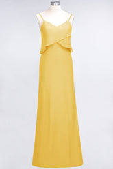 Affordable Spaghetti-Straps V-Neck Burgundy Chiffon Bridesmaid Dresses-27dress